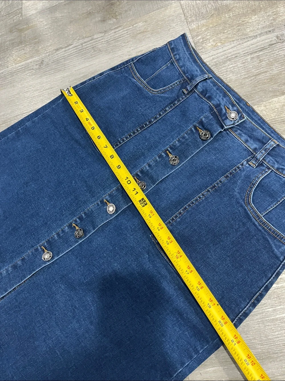 Skirt High-Waist Button-Front Dark Blue stretch Skirt pencil size 14 plus denim